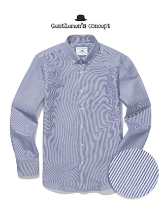 [AA0743][Gentleman&#039;s Concept]핀 스트라이프 블루 셔츠